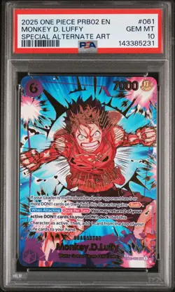 2025 ONE PIECE PREMIUM BOOSTER SPECIAL ALTERNATE ART #061 MONKEY D. LUFFY PSA 10 - Image 1