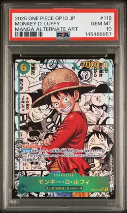 2025 ONE PIECE JPN CARRYING ON HIS WILL MANGA ALT ART MONKEY D. LUFFY PSA 10 - Image 1