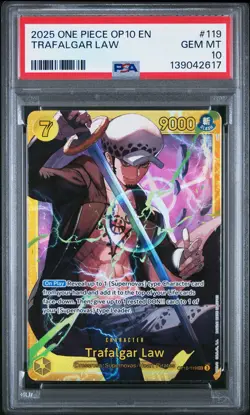 2025 ONE PIECE OP10-ROYAL BLOOD #119 TRAFALGAR LAW PSA 10 - Image 1