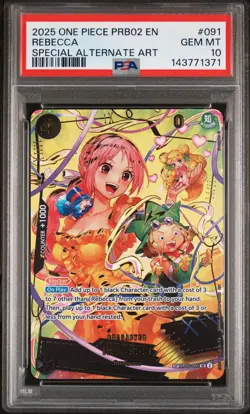 2025 ONE PIECE PRB02-PREMIUM BOOSTER SPECIAL ALT ART #091 REBECCA PSA 10 - Image 1