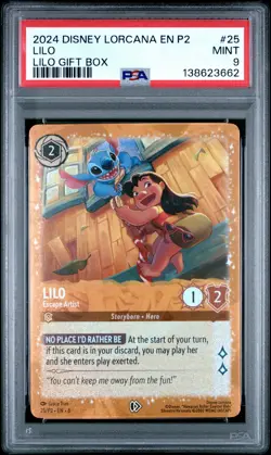 2024 DISNEY LORCANA EN P2-PROMO LILO GIFT BOX #25 LILO ESCAPE ARTIST PSA 9 - Image 1