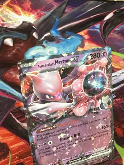 Pokemon TCG Team Rocket’s Mewtwo ex 81/182 Destined Rivals Double Rare Raw Card - Image 2