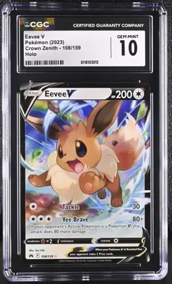 ✨✨ CGC 10 Eevee V 108/159 Crown Zenith Full Art Double Rare Pokemon Card - Image 1