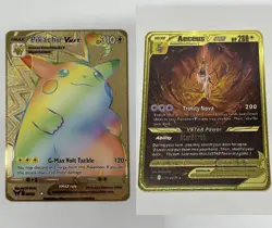 2PCS Pikachu Aeceu Gold Metal Pokemon Card-Collectible Gift Display！ - Image 1