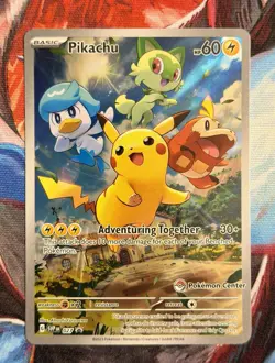 Pokemon Pikachu 027 Center Stamped Promo - Pokemon Center Paldea Evolved ETB - Image 1