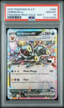 2025 POKEMON PLAY! POKEMON PRIZE PACK: SERIES 7 #060 UMBREON EX PSA 10 - Image 1