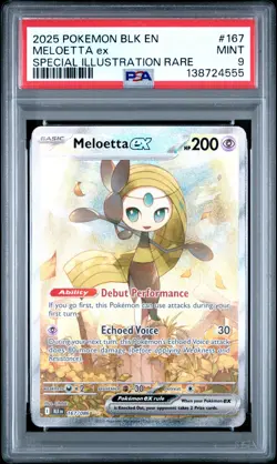 2025 POKEMON BLK EN-BLACK BOLT SPECIAL ILLUSTRATION RARE #167 MELOETTA EX PSA 9 - Image 1