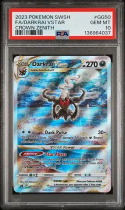 2023 POKEMON SWORD & SHIELD CROWN ZENITH #GG50 FULL ART/DARKRAI VSTAR PSA 10 - Image 1