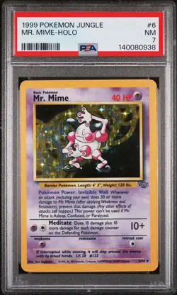 1999 POKEMON JUNGLE #6 MR. MIME-HOLO PSA 7 - Image 1
