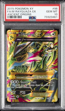 2015 POKEMON XY ANCIENT ORIGINS #98 FULL ART/M RAYQUAZA EX PSA 10 - Image 1
