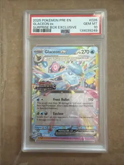 Pokemon TCG Prismatic Evolutions Glaceon EX 026/131 Promo Stamped Card PSA 10 - Image 1