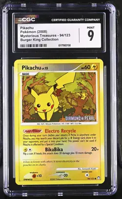 CGC 9 Pikachu Mysterious Treasures Holo 94/123 Burger King Stamped Pokemon - Image 1