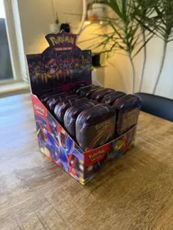 Lot of 10 Sealed Mini Tins Pokemon TCG Mega Evolution Mega Heros W/ Display Box - Image 1