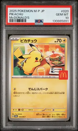 2025 POKEMON JAPANESE M-P PROMO MCDONALD'S #020 PIKACHU PSA 10 - Image 1