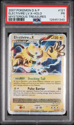 2007 POKEMON DIAMOND & PEARL MYSTERIOUS TREASURES ELECTIVIRE LV.X-HOLO PSA 1 - Image 1