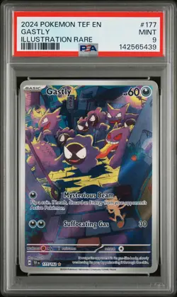 2024 POKEMON TEF EN-TEMPORAL FORCES ILLUSTRATION RARE #177 GASTLY PSA 9 - Image 1