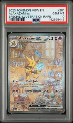 2023 POKEMON MEW EN-151 SPECIAL ILLUSTRATION RARE #201 ALAKAZAM EX PSA 10 - Image 1