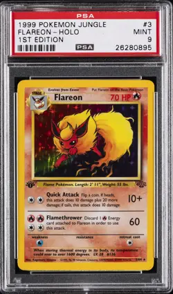 1999 POKEMON JUNGLE 1ST ED #3 FLAREON-HOLO PSA 9 - Image 1