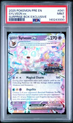 2025 POKEMON PRE EN-PRISMATIC EVOLUTIONS SURPRISE BOX EXCLUSIVE SYLVEON EX PSA 9 - Image 1