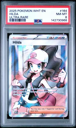 2025 POKEMON WHT EN-WHITE FLARE ULTRA RARE #164 HILDA PSA 8 - Image 1