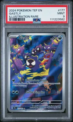 2024 POKEMON TEF EN-TEMPORAL FORCES ILLUSTRATION RARE #177 GASTLY PSA 9 - Image 1