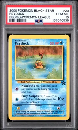 2000 POKEMON PROMO BLACK STAR POKEMON LEAGUE #20 PSYDUCK PSA 10 - Image 1