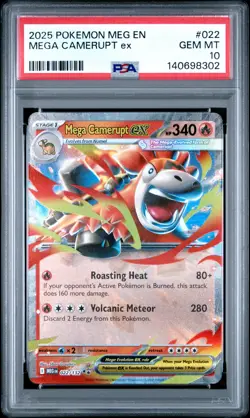 2025 POKEMON MEG EN-MEGA EVOLUTION #022 MEGA CAMERUPT EX PSA 10 - Image 1