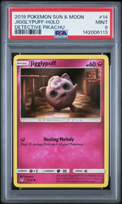 2019 POKEMON SUN & MOON DETECTIVE PIKACHU #14 JIGGLYPUFF-HOLO PSA 9 - Image 1