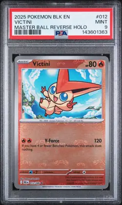 2025 POKEMON BLK EN-BLACK BOLT MASTER BALL REVERSE HOLO #012 VICTINI PSA 9 - Image 1