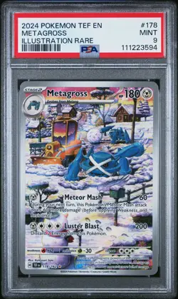 2024 POKEMON TEF EN-TEMPORAL FORCES ILLUSTRATION RARE #178 METAGROSS PSA 9 - Image 1