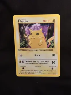 Pokemon Yellow Cheeks Shadowless Pikachu 1st Edition Base Set 1999 #58/102 - Image 1