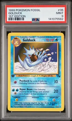 1999 POKEMON FOSSIL 1ST ED #35 GOLDUCK PSA 9 - Image 1