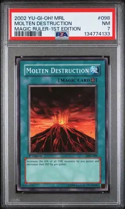 2002 YU-GI-OH! MRL-MAGIC RULER 1ST EDITION #098 MOLTEN DESTRUCTION PSA 7 - Image 1