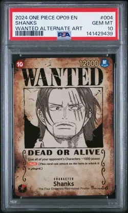 2024 ONE PIECE OP09-EMPERORS IN THE NEW WORLD WANTED ALTERNATE ART SHANKS PSA 10 - Image 1