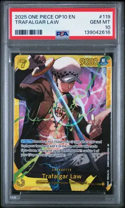 2025 ONE PIECE OP10-ROYAL BLOOD #119 TRAFALGAR LAW PSA 10 - Image 1