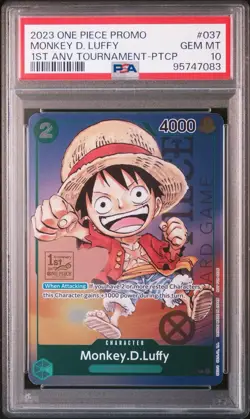 2023 One Piece EN Monkey D. Luffy P-037 1st Anniversary Tournament #8 PSA10 -WZY - Image 1