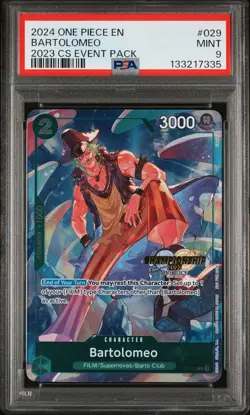 2024 ONE PIECE CHAMPIONSHIP 2023 EVENT PACK #029 BARTOLOMEO PSA 9 - Image 1