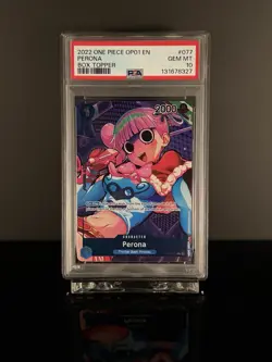 ✅2022 ONE PIECE OP01-ROMANCE DAWN BOX TOPPER #077 PERONA PSA 10 - Image 1