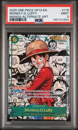 2025 ONE PIECE CARRYING ON HIS WILL MANGA ALT ART #118 MONKEY D. LUFFY PSA 9 - Image 1