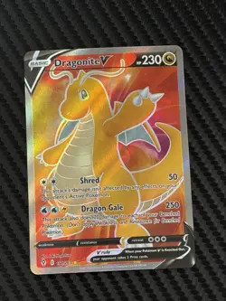 Pokemon Dragonite v Full Art Holo Card 191/203SWSH07: Evolving Skies - Image 1