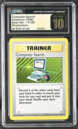 CGC 10 PRISTINE Computer Search 1999 Base Set 71/102 Shadowless Pokemon Card - Image 1