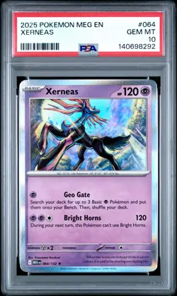 2025 POKEMON MEG EN-MEGA EVOLUTION #064 XERNEAS PSA 10 - Image 1