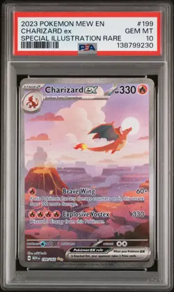 2023 POKEMON MEW EN-151 SPECIAL ILLUSTRATION RARE #199 CHARIZARD EX PSA 10 - Image 1