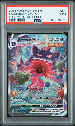 2021 POKEMON SWORD & SHIELD FUSION STRIKE SECRET #271 FULL ART/GENGAR VMAX PSA 9 - Image 1
