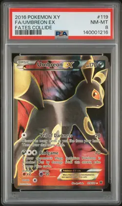 2016 POKEMON XY FATES COLLIDE #119 FULL ART/UMBREON EX PSA 8 - Image 1