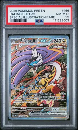 2025 POKEMON PRE EN-PRISMATIC EVOLUTIONS #166 RAGING BOLT EX PSA 8.5 - Image 1