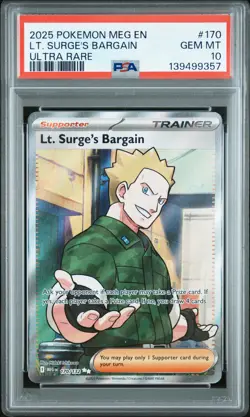 2025 POKEMON MEG EN-MEGA EVOLUTION ULTRA RARE #170 LT. SURGE'S BARGAIN PSA 10 - Image 1
