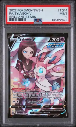 2022 POKEMON SWORD & SHIELD BRILLIANT STARS #TG14 FULL ART/SYLVEON V PSA 9 - Image 1
