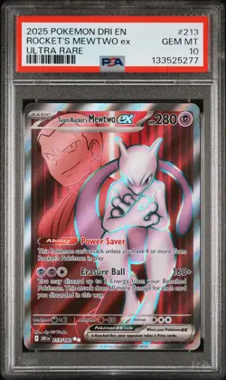 2025 POKEMON DRI EN-DESTINED RIVALS ULTRA RARE TEAM ROCKET'S MEWTWO EX PSA 10 - Image 1