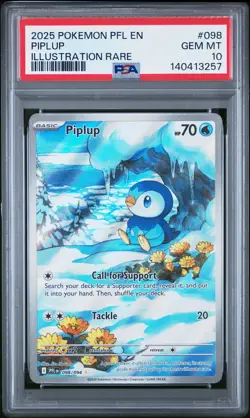 2025 POKEMON PFL EN-PHANTASMAL FLAMES ILLUSTRATION RARE #098 PIPLUP PSA 10 - Image 1